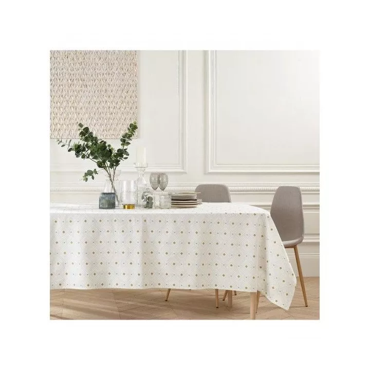 NAPPE EN COTON BLANC MOTIF DORÉ 140*240CM ATMOSPHERA NAPPE EN COTON BLANC MOTIF DORÉ 140*240CM ATMOSPHERA