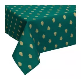 NAPPE EN COTON VERT FONCÉ IMPRESSION FEUILLE OR 140*240CM ATMOSPHERA