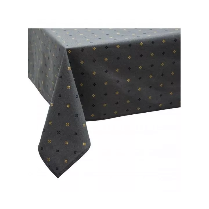 NAPPE EN COTON GRIS MOTIF JAUNE 140*240CM ATMOSPHERA NAPPE EN COTON GRIS MOTIF JAUNE 140*240CM ATMOSPHERA
