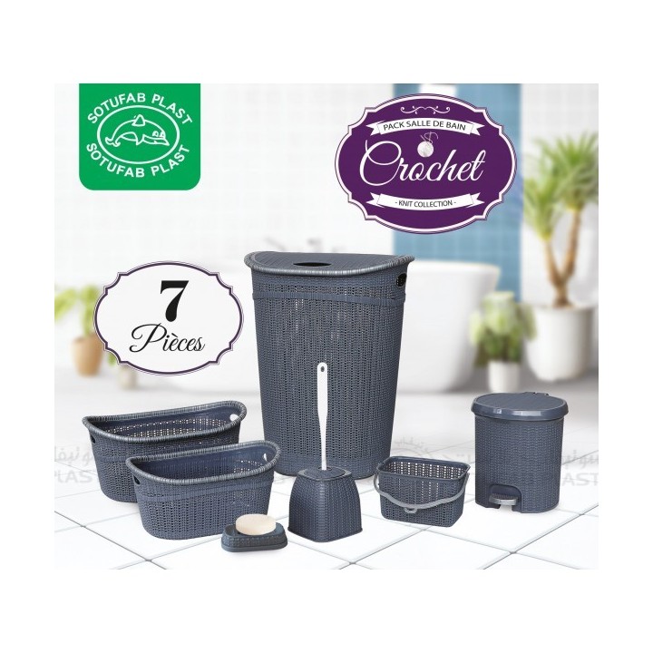 PACK SALLE DE BAIN CROCHET 7 PIÈCES SOTUFAB PLAST
