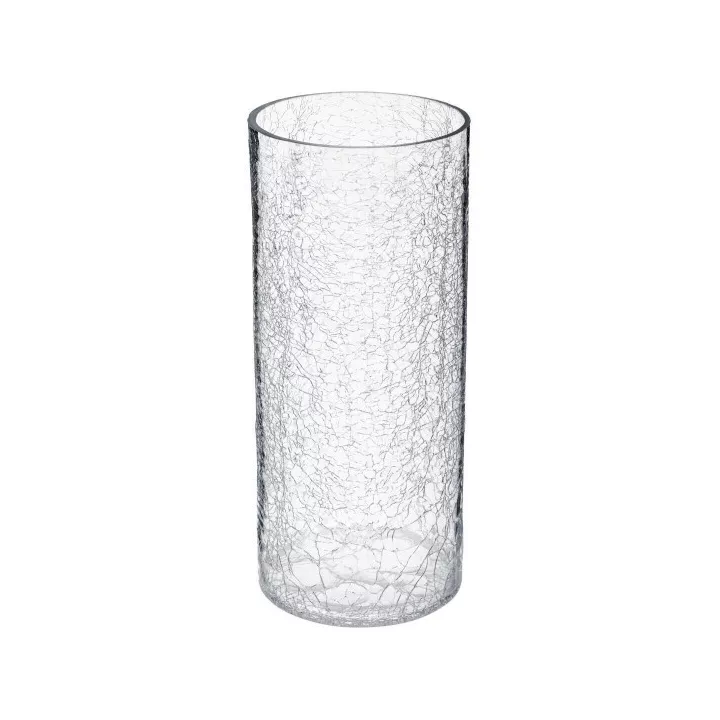 VASE CYLINDRE EN VERRE CRAQUELÉ H30 CM ATMOSPHERA