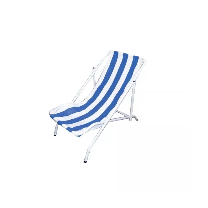 CHAISE LONGUE EN TOILE RAYE BLANC/BLEU