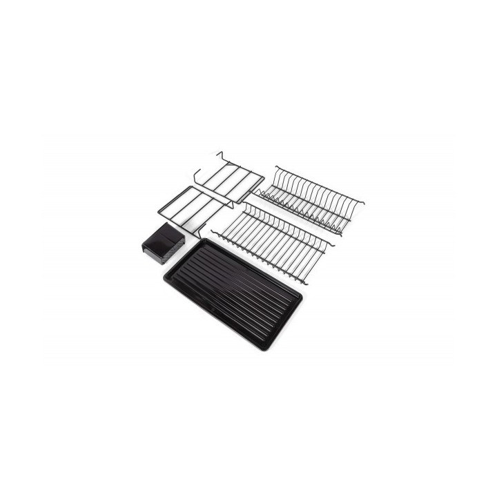 ÉGOUTTOIR À VAISSELLE PORTABLE À DEUX NIVEAUX NOIR AVEC PLATEAU NOIR (50 CM) ZENSAN ÉGOUTTOIR À VAISSELLE PORTABLE À DEUX NIVEAUX NOIR AVEC PLATEAU NOIR (50 CM) ZENSAN