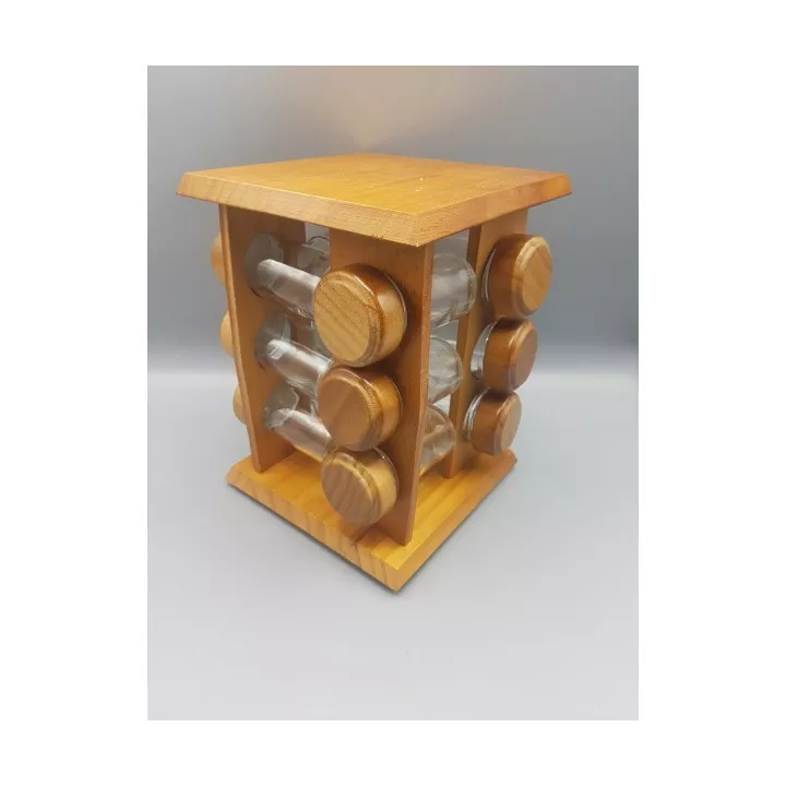 SET DE 12 PORTES À ÉPICES EN VERRE AVEC SUPPORT EN BOIS SET DE 12 PORTES À ÉPICES EN VERRE AVEC SUPPORT EN BOIS