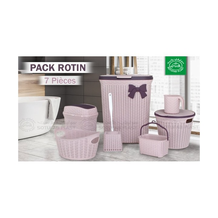 PACK SALLE DE BAIN ROTIN 7 PIÈCES SOTUFAB PLAST