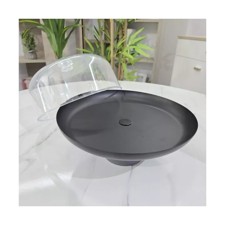 CLOCHE À GÂTEAU MÉTAL AVEC COUVERCLE PLASTIQUE Ø30CM