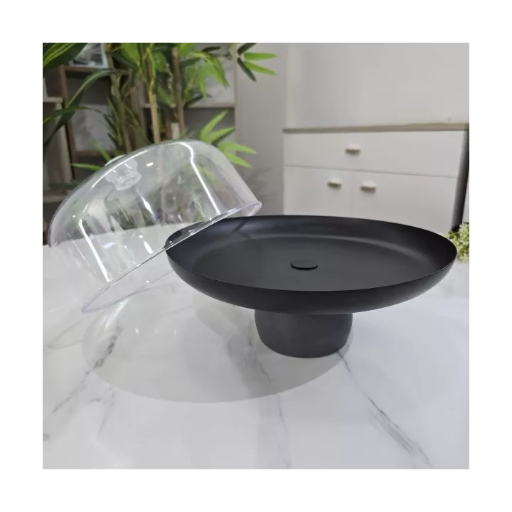 CLOCHE À GÂTEAU MÉTAL AVEC COUVERCLE PLASTIQUE Ø30CM