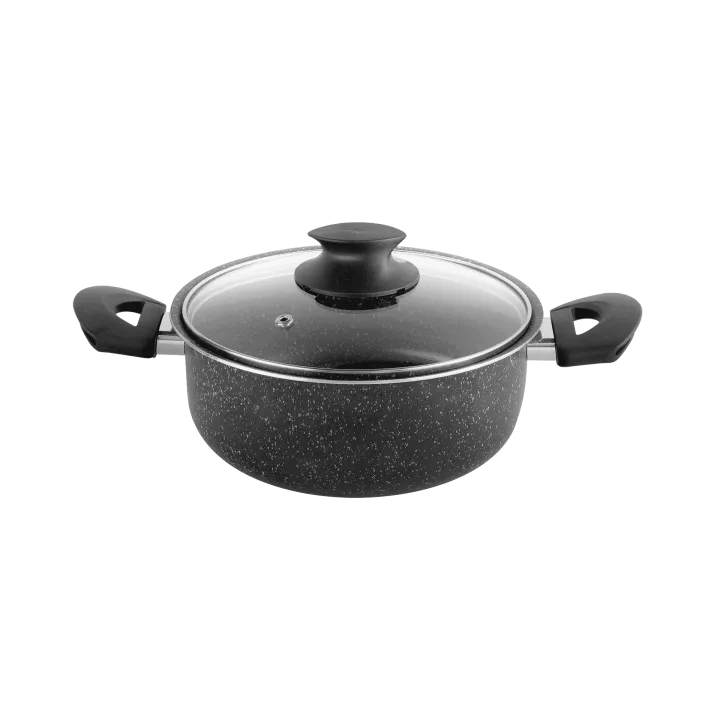 FAITOUT Ø26 CM AVEC COUVERCLE GRANITE BLACK WINOX