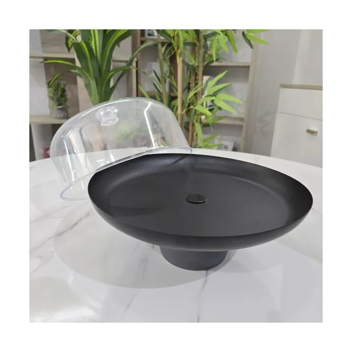 CLOCHE À GÂTEAU METAL AVEC COUVERCLE PLASTIQUE Ø24CM