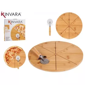 PLANCHE À PIZZA RONDE EN BAMBOUAVEC CUTTER Ø35CM KINVARA