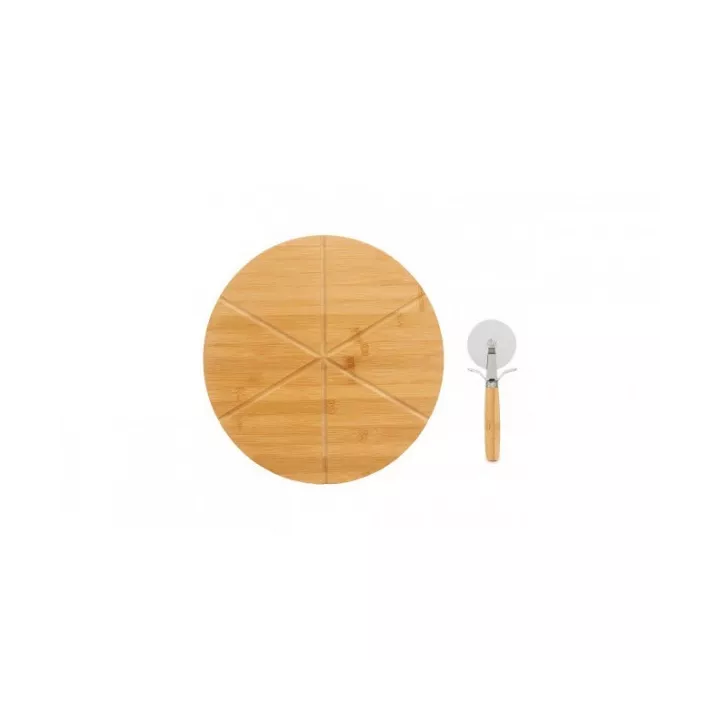 PLANCHE À PIZZA RONDE EN BAMBOUAVEC CUTTER Ø35CM KINVARA