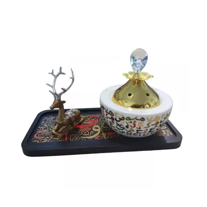 ENCENSOIR EN FORME DE CERF AVEC COUVERCLE MÉTAL DORÉ