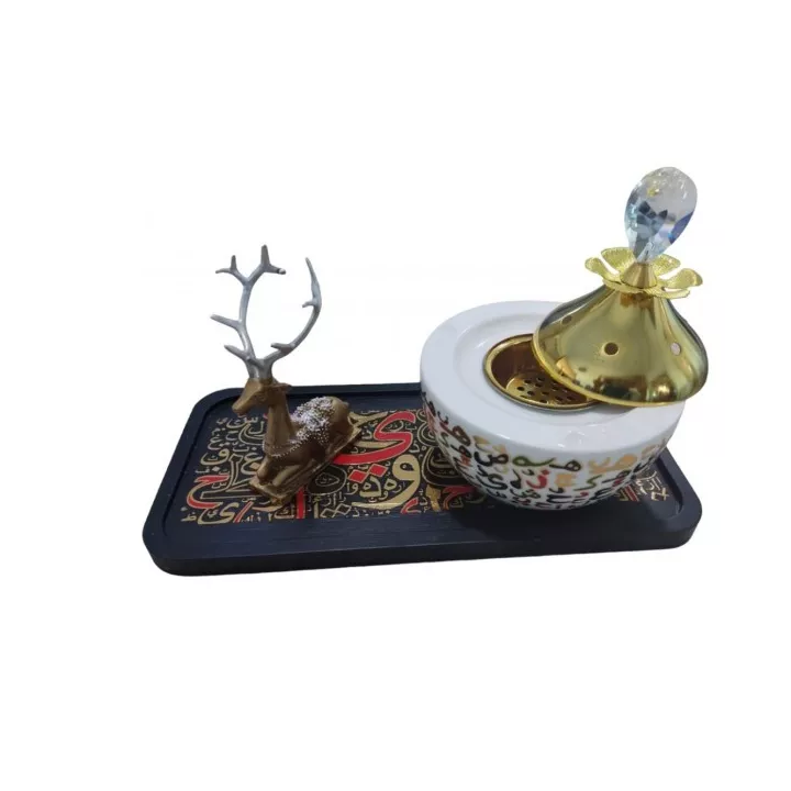 ENCENSOIR EN FORME DE CERF AVEC COUVERCLE MÉTAL DORÉ