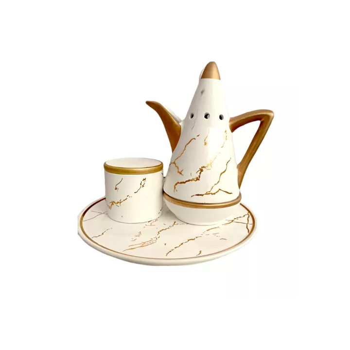 ENCENSOIR BLANC EN RÉSINE AVEC PLATEAU 3 EN 1