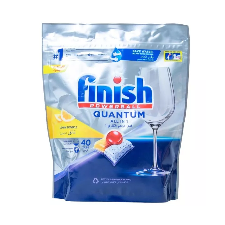 PACK DE 40 TABLETTES DÉTERGENT POUR LAVE-VAISSELLE QUANTUM ALL IN 1 CITRON FINISH