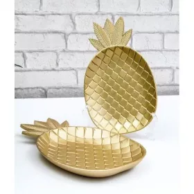 SET DE 2 PLATEAUX EN FORME ANANAS DORÉ