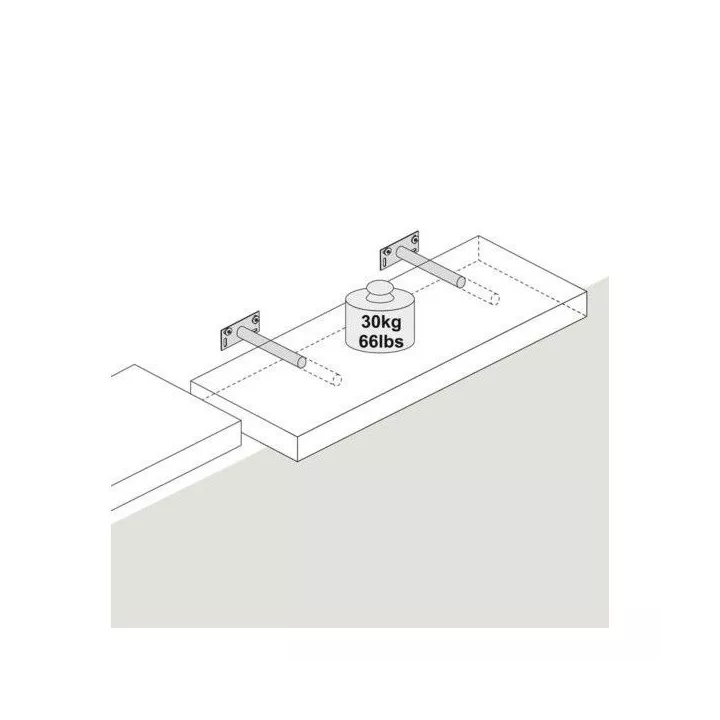 ÉTAGÈRE MURALE AVEC SUPPORT APPARENT 60*24*1.6CM BLANC