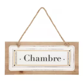 PLAQUE DE PORTE EN BOIS ET MÉTAL BLANC 30X13,5 CM ATMOSPHERA