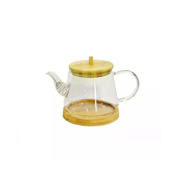 THÉIÈRE EN VERRE ET PLATEAU EN BOIS 750ML