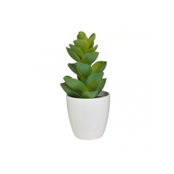 PLANTE ARTIFICIELLE 18CM ,POT EN PLASTIQUE BLANC ATMOSPHERA