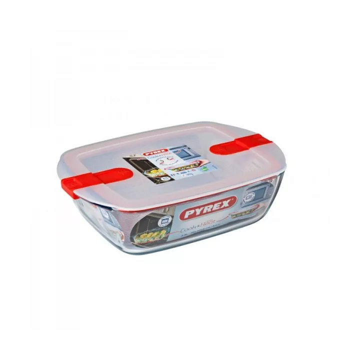 PLAT RECTANGULAIRE 2.5L AVEC COUVERCLE 28*20*8CM PYREX
