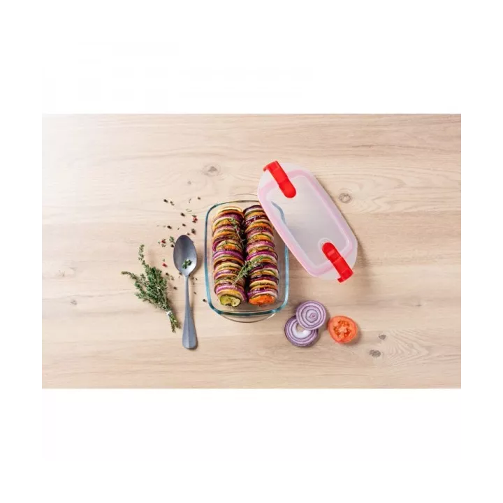 PLAT RECTANGULAIRE 2.5L AVEC COUVERCLE 28*20*8CM PYREX