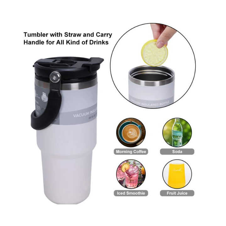 TASSE THERMOS AVEC PAILLE 600ML VACUUM CUP