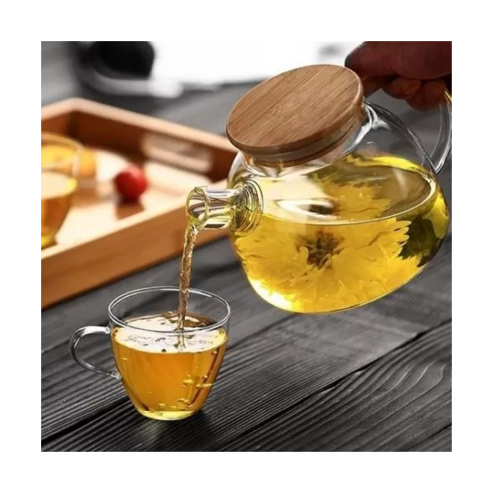 THÉIÈRE EN VERRE COUVERCLE EN BOIS 750ML