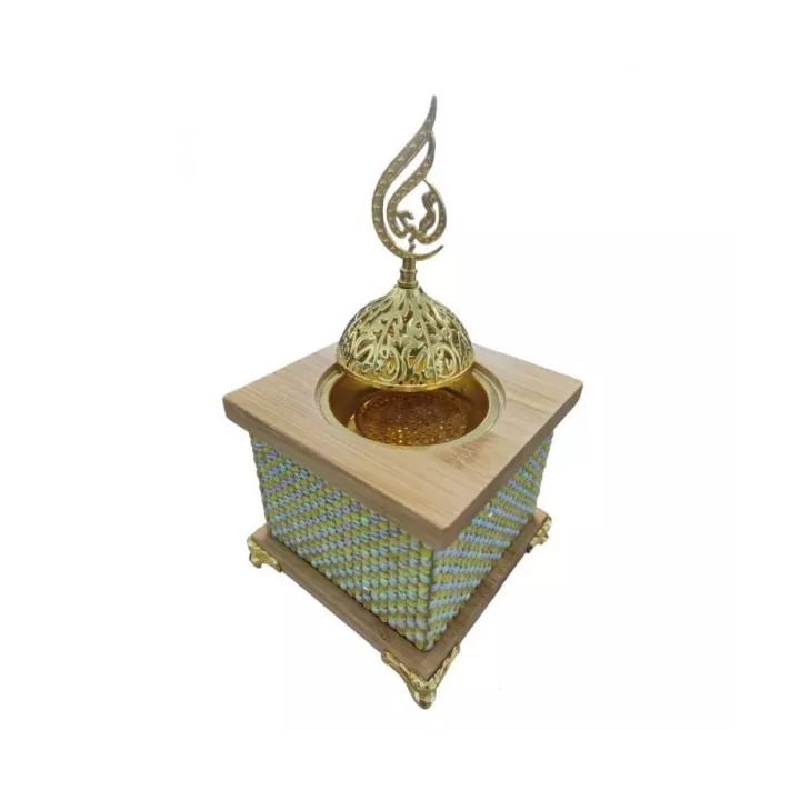 ENCENSOIR À CHARBON AVEC COUVERCLE MÉTAL DORÉ ENCENSOIR À CHARBON AVEC COUVERCLE MÉTAL DORÉ