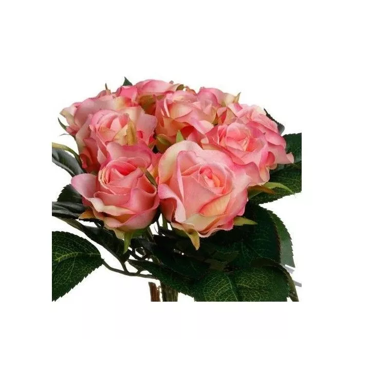 BOUQUET ARTIFICIEL DE FLEURS ROSE H24CM ATMOSPHERA