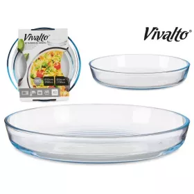 LOT DE 2 PLATS À FOUR ROND EN VERRE TRANSPARENT VIVALTO