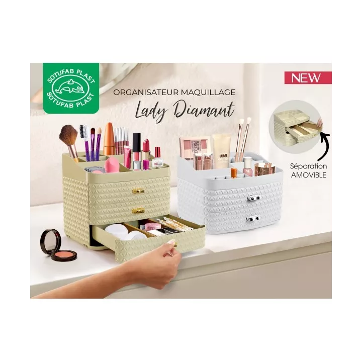 ORGANISATEUR COSMÉTIQUE LADY DIAMANT 3 TIROIRS SOTUFAB PLAST
