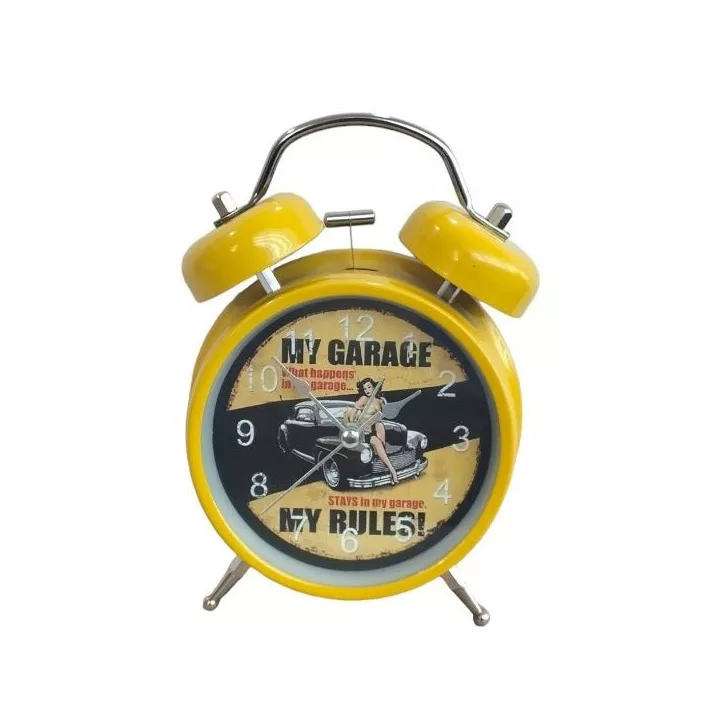 HORLOGE RÉVEIL À DOUBLE CLOCHE EN MÉTAL AVEC MOTIF GRAND MODÈLE HORLOGE RÉVEIL À DOUBLE CLOCHE EN MÉTAL AVEC MOTIF GRAND MODÈLE