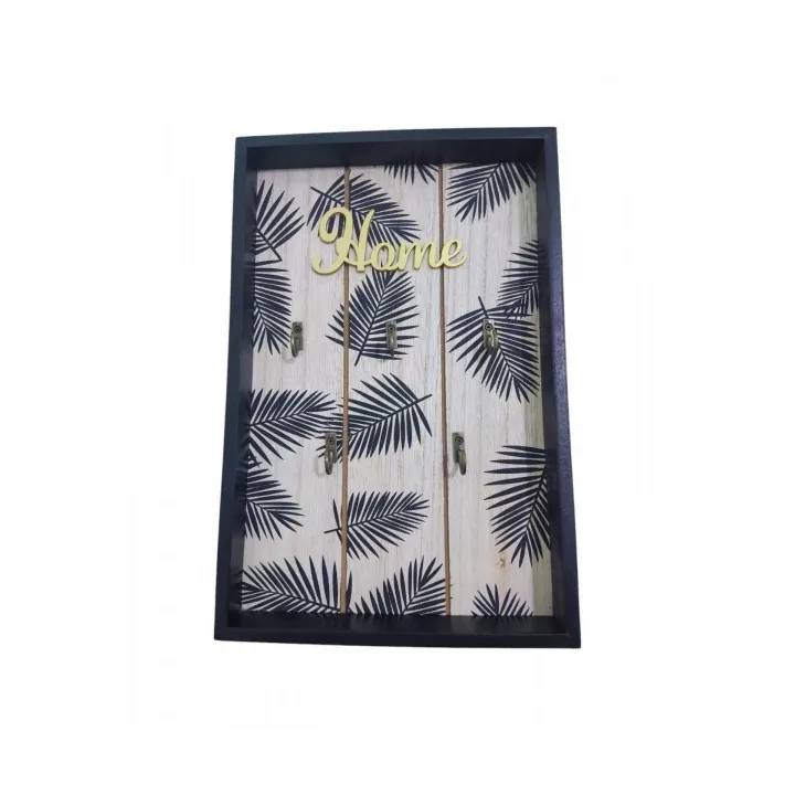 PORTE-CLÉS MURAL « HOME » EN BOIS AVEC 5 CROCHETS