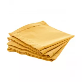 LOT DE 4 SERVIETTES DE TABLE COTON JAUNE ATMOSPHERA