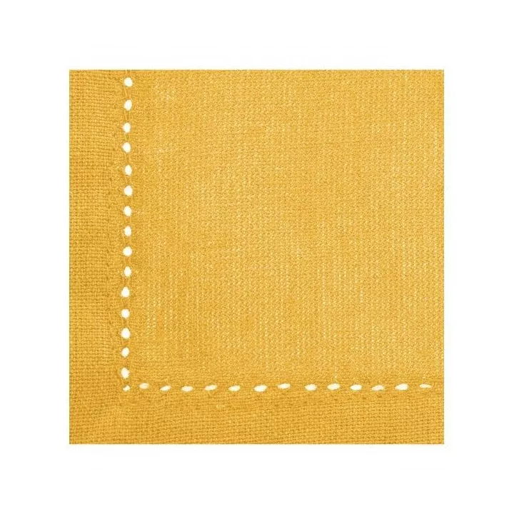 LOT DE 4 SERVIETTES DE TABLE COTON JAUNE ATMOSPHERA