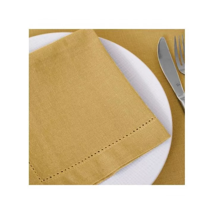 LOT DE 4 SERVIETTES DE TABLE COTON JAUNE ATMOSPHERA