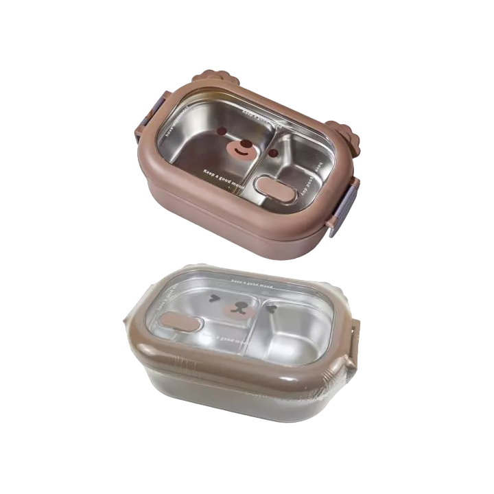 BOÎTE À REPAS EN ACIER INOXYDABLE À 2 COMPARTIMENTS