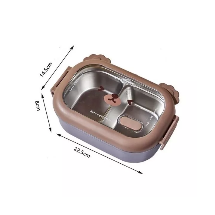 BOÎTE À REPAS EN ACIER INOXYDABLE À 2 COMPARTIMENTS