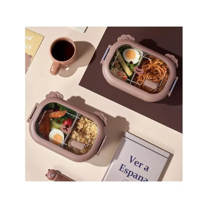 BOÎTE À REPAS EN ACIER INOXYDABLE À 2 COMPARTIMENTS