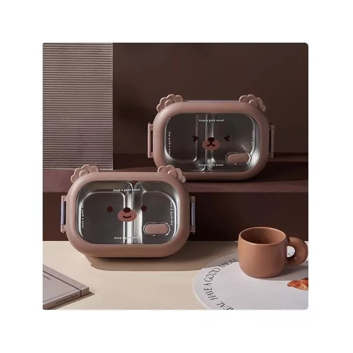 BOÎTE À REPAS EN ACIER INOXYDABLE À 2 COMPARTIMENTS