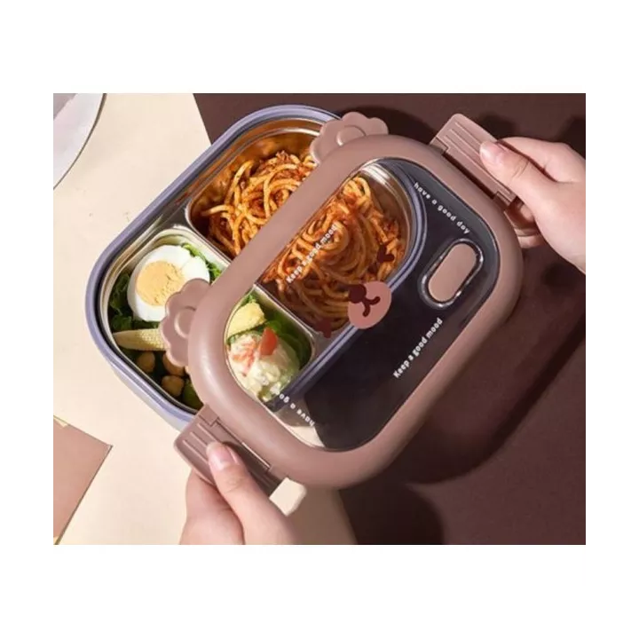 BOÎTE À REPAS EN ACIER INOXYDABLE À 2 COMPARTIMENTS