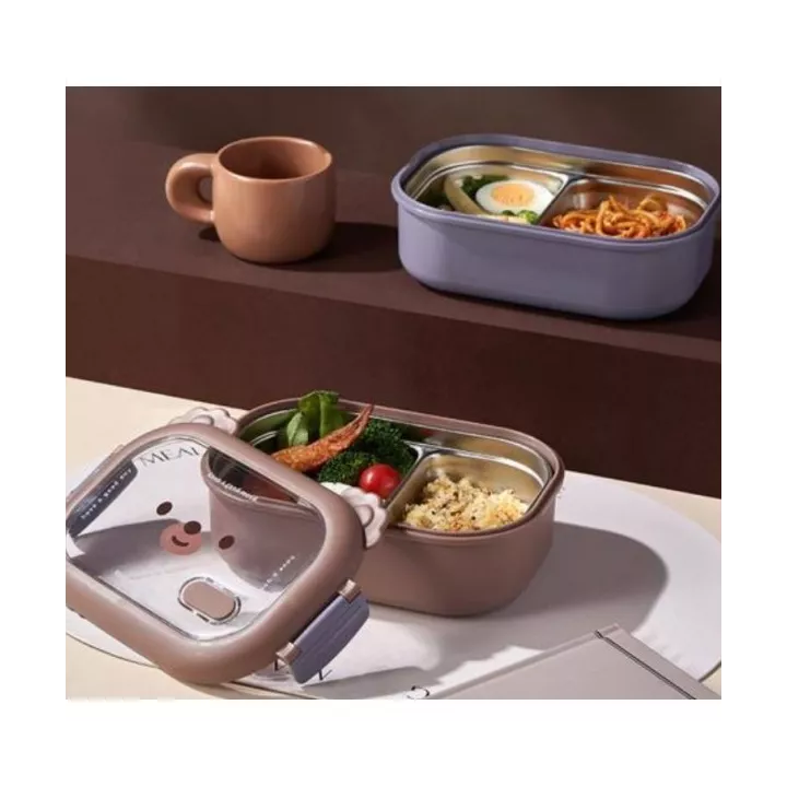 BOÎTE À REPAS EN ACIER INOXYDABLE À 2 COMPARTIMENTS