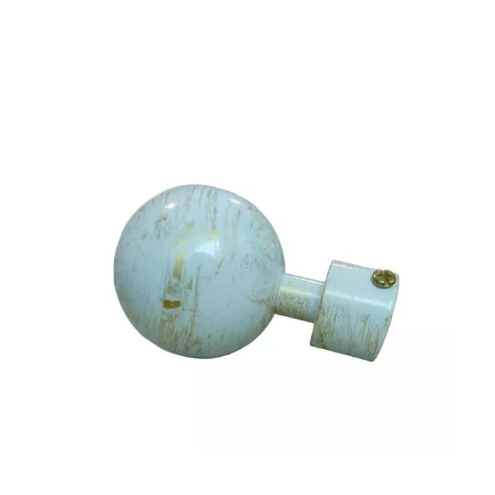 LOT 2 EMBOUTS BOULE BLANC DORÉ POUR TRINGLE À RIDEAU Ø 20MM DARIK