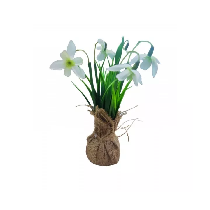 MINI PLANTE ARTIFICIELLE AVEC FLEURS BLANCHES, POT EN JUTE 6*6*22CM MINI PLANTE ARTIFICIELLE AVEC FLEURS BLANCHES, POT EN JUTE 6*6*22CM