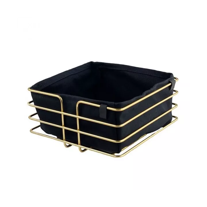 CORBEILLE À PAIN CARRÉE EN MÉTAL DORÉ AVEC INSERT EN TISSU CORBEILLE À PAIN CARRÉE EN MÉTAL DORÉ AVEC INSERT EN TISSU