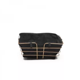 CORBEILLE À PAIN RECTANGULAIRE EN MÉTAL DORÉ AVEC INSERT EN TISSU