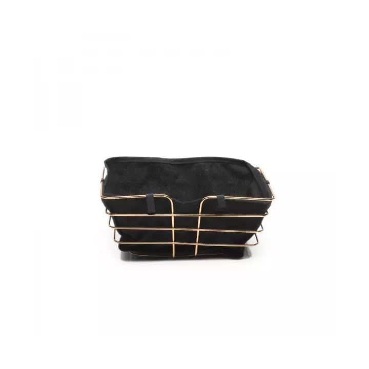 CORBEILLE À PAIN RECTANGULAIRE EN MÉTAL DORÉ AVEC INSERT EN TISSU