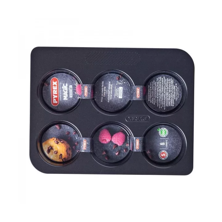 MOULE À 6 MUFFIN EN MÉTAL ANTI-ADHÉSIF Ø 6.5CM PYREX