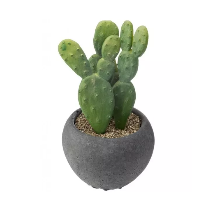 MINI PLANTE ARTIFICIELLE CACTUS HAUTEUR 11.5 CM , POT EN CIMENT ATMOSPHERA